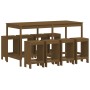 Mesa y taburetes altos de jardín 9 pzas madera pino marrón miel de , Conjuntos de jardín - Ref: Foro24-3157760, Precio: 625,1...