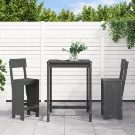 Set de mesa y taburetes altos jardín 3 piezas madera pino gris de , Conjuntos de jardín - Ref: Foro24-3157795, Precio: 227,77...