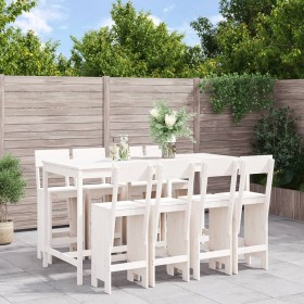 Mesa y taburetes altos jardín 9 pzas madera maciza pino blanco de , Conjuntos de jardín - Ref: Foro24-3157818, Precio: 706,47...