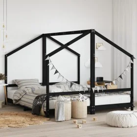 Estructura de cama para niños madera pino negro 2x(90x200) cm de , Cunas y camas para niños - Ref: Foro24-3200591, Precio: 27...