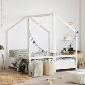 Estructura de cama para niños madera de pino blanco 2x(70x140) de , Cunas y camas para niños - Ref: Foro24-3200593, Precio: 2...