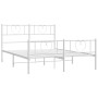Estructura cama metal con cabecero y estribo blanco 160x200 cm de , Camas y somieres - Ref: Foro24-355533, Precio: 138,76 €, ...