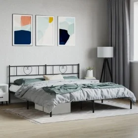 Bed frame with black metal headboard 193x203 cm by , Beds and slatted bases - Ref: Foro24-355469, Price: 106,06 €, Discount: %