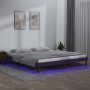 Estructura de cama con LED madera maciza marrón miel 160x200 cm de , Camas y somieres - Ref: Foro24-820619, Precio: 119,58 €,...