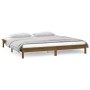 Estructura de cama con LED madera maciza marrón miel 160x200 cm de , Camas y somieres - Ref: Foro24-820619, Precio: 119,58 €,...