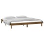 Estructura de cama con LED madera maciza marrón miel 160x200 cm de , Camas y somieres - Ref: Foro24-820619, Precio: 119,58 €,...