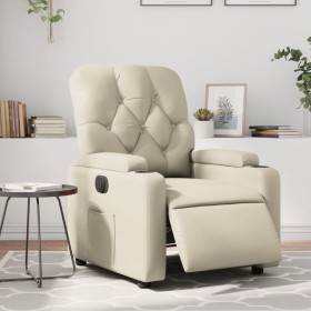 Sillón reclinable eléctrico de cuero sintético crema en Sillones | Comprar online en Foru.es
