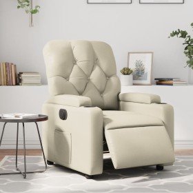 Sillón reclinable eléctrico de cuero sintético crema en Sillones | Comprar online en Foru.es