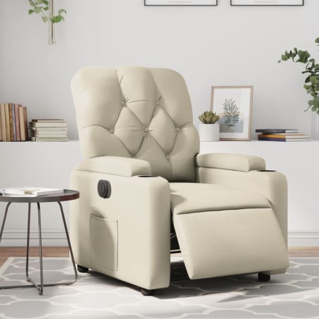 Sillón reclinable eléctrico de cuero sintético crema en Sillones | Comprar online en Foru.es