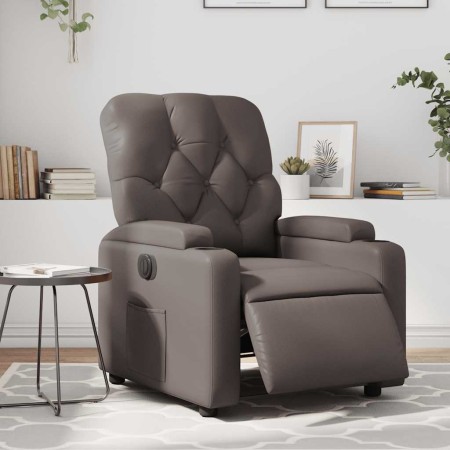 Sillón reclinable eléctrico de cuero sintético marrón en Sillones | Comprar online en Foru.es