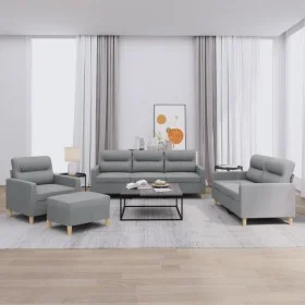 Sofagarnitur mit 4-teiligen Kissen, helles graues Gewebe. von , Sofas - Ref: Foro24-3201544, Preis: 640,61 €, Rabatt: %