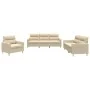 Juego de sofás con cojines 3 piezas tela crema by , Sofas - Ref: Foro24-3201538, Price: 613,72 €, Discount: %