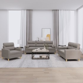 Juego de sofás con cojines 3 piezas tela gris taupe de , Sofás - Ref: Foro24-3201559, Precio: 630,56 €, Descuento: %