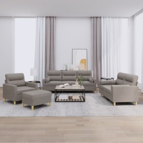 Juego de sofás con cojines 4 piezas tela gris taupe de , Sofás - Ref: Foro24-3201567, Precio: 666,69 €, Descuento: %