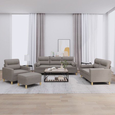 Juego de sofás con cojines 4 piezas tela gris taupe de , Sofás - Ref: Foro24-3201567, Precio: 666,69 €, Descuento: %