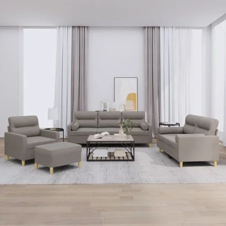 Sofagarnitur mit 4-teiligen Kissen, Stoff in Grau-Taupe. von , Sofas - Ref: Foro24-3201567, Preis: 704,41 €, Rabatt: %