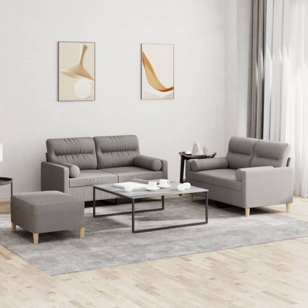 Juego de sofás con cojines 3 piezas tela gris taupe de , Sofás - Ref: Foro24-3201599, Precio: 494,83 €, Descuento: %