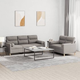 Juego de sofás con cojines 2 piezas tela gris taupe de , Sofás - Ref: Foro24-3201623, Precio: 493,89 €, Descuento: %