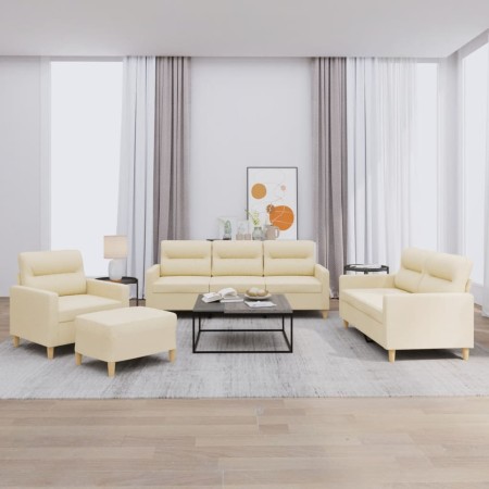 Juego de sofás con cojines 4 piezas tela crema de , Sofás - Ref: Foro24-3201546, Precio: 673,38 €, Descuento: %