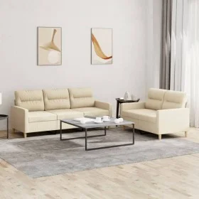 Juego de sofás con cojines 2 piezas tela crema de , Sofás - Ref: Foro24-3201602, Precio: 470,68 €, Descuento: %