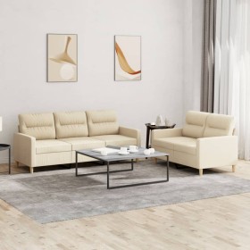 Juego de sofás con cojines 2 piezas tela crema de , Sofás - Ref: Foro24-3201602, Precio: 478,42 €, Descuento: %