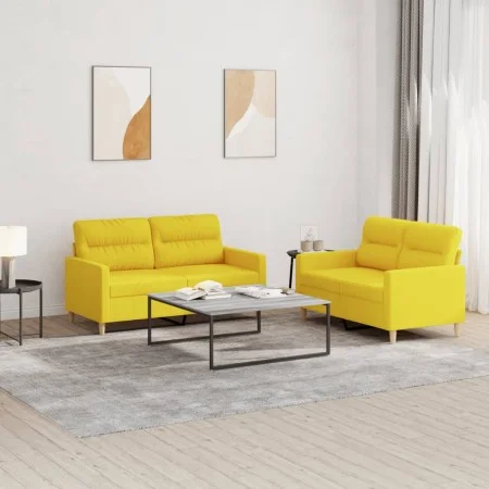 Juego de sofás con cojines 2 piezas tela amarillo claro by , Sofas - Ref: Foro24-3201573, Price: 337,80 €, Discount: %