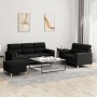 Juego de sofás con cojines 3 piezas tela negro de , Sofás - Ref: Foro24-3201628, Precio: 561,67 €, Descuento: %