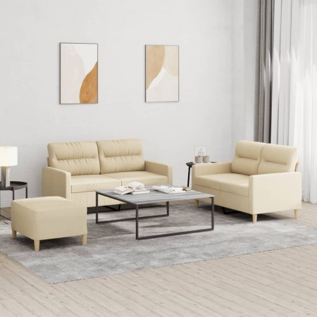 Juego de sofás con cojines 3 piezas tela crema de , Sofás - Ref: Foro24-3201578, Precio: 467,52 €, Descuento: %