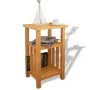 Mesa auxiliar con estante de madera de roble maciza 27x35x55cm de vidaXL, Mesas auxiliares - Ref: Foro24-244211, Precio: 61,6...