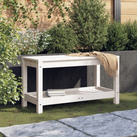 Banco de jardín madera maciza de pino blanco 82,5x35x45 cm de , Bancos de jardín - Ref: Foro24-832378, Precio: 76,47 €, Descu...