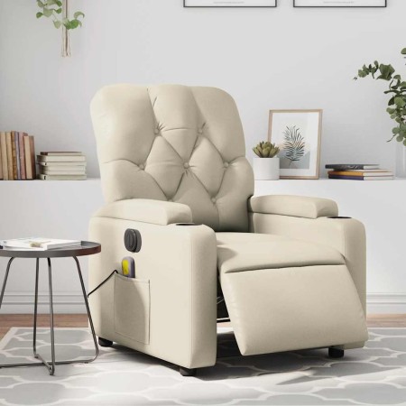 Sillón de masaje reclinable eléctrico cuero sintético crema en Sillones | Comprar online en Foru.es