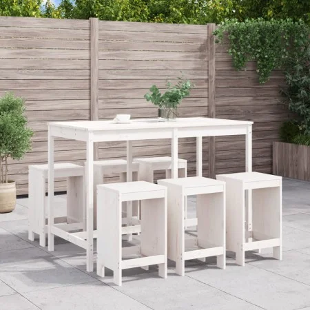 Set de mesa y taburetes altos jardín 7 pzas madera pino blanco de , Conjuntos de jardín - Ref: Foro24-3157752, Precio: 484,94...
