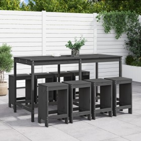 Mesa y taburetes altos jardín 9 pzas madera maciza de pino gris de , Conjuntos de jardín - Ref: Foro24-3157759, Precio: 628,8...