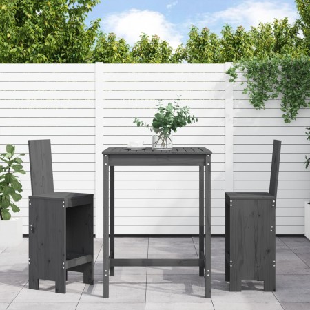 Set de mesa y taburetes altos jardín 3 piezas madera pino gris de , Conjuntos de jardín - Ref: Foro24-3157765, Precio: 243,21...