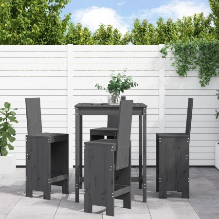 Set de mesa y taburetes altos jardín 5 piezas madera pino gris de , Conjuntos de jardín - Ref: Foro24-3157771, Precio: 381,54...