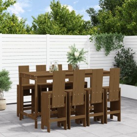 Mesa y taburetes altos de jardín 9 pzas madera pino marrón miel de , Conjuntos de jardín - Ref: Foro24-3157790, Precio: 797,7...