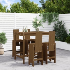 Mesa y taburetes altos de jardín 5 pzas madera pino marrón miel de , Conjuntos de jardín - Ref: Foro24-3157778, Precio: 402,6...