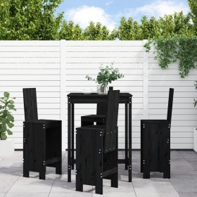Set de mesa y taburetes altos jardín 5 piezas madera pino negro de , Conjuntos de jardín - Ref: Foro24-3157773, Precio: 381,7...