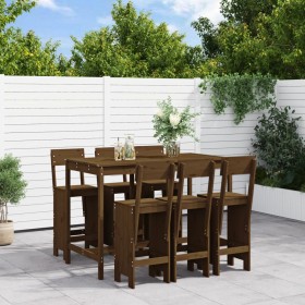 Mesa y taburetes altos de jardín 7 pzas madera pino marrón miel de , Conjuntos de jardín - Ref: Foro24-3157814, Precio: 549,4...