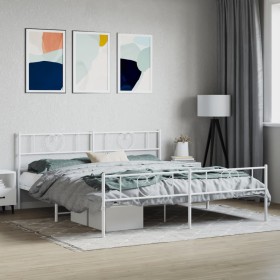 Estructura cama metal con cabecero y pie cama blanco 183x213 cm de , Camas y somieres - Ref: Foro24-355535, Precio: 131,67 €,...