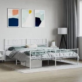 Metallbettgestell mit Kopf- und Fußteil weiß 183x213 cm von , Betten und Lattenroste - Ref: Foro24-355535, Preis: 129,51 €, R...
