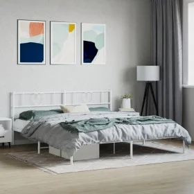 Metal bed frame with white headboard 180x200 cm by , Beds and slatted bases - Ref: Foro24-355516, Price: 108,02 €, Discount: %