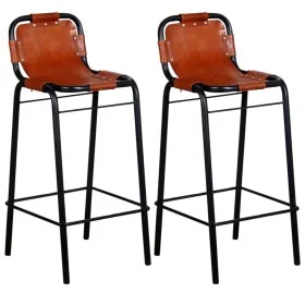 Taburetes de barra de cocina 2 unidades cuero auténtico de vidaXL, Taburetes de cocina - Ref: Foro24-244248, Precio: 249,97 €...