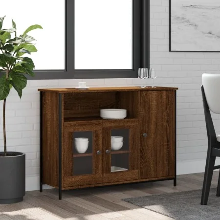 Engineered wood brown oak sideboard 100x35x75 cm by , Sideboards - Ref: Foro24-835513, Price: 96,86 €, Discount: %