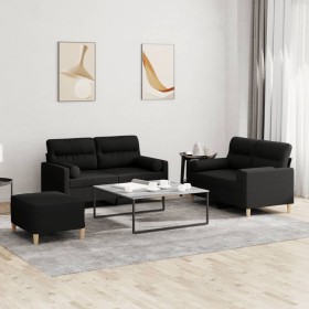 Juego de sofás con cojines 3 piezas tela negro de , Sofás - Ref: Foro24-3201596, Precio: 478,54 €, Descuento: %
