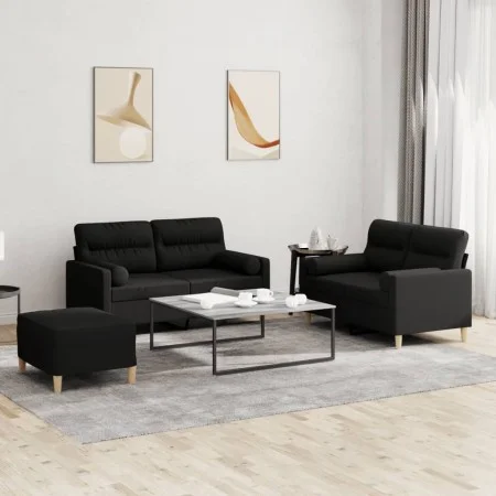 3-piece sofa set with black fabric cushions by , Sofas - Ref: Foro24-3201596, Price: 493,11 €, Discount: %