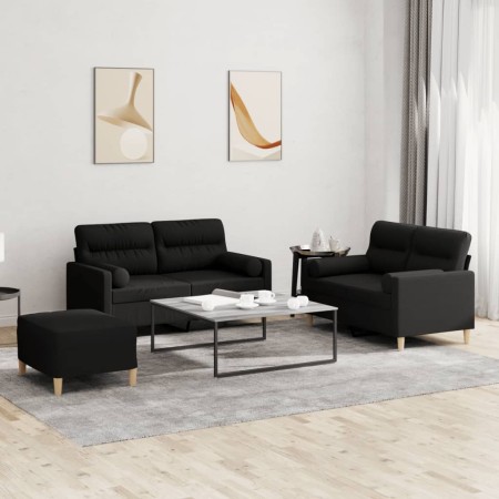 Juego de sofás con cojines 3 piezas tela negro de , Sofás - Ref: Foro24-3201596, Precio: 478,54 €, Descuento: %