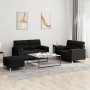 Juego de sofás con cojines 3 piezas tela negro de , Sofás - Ref: Foro24-3201596, Precio: 478,54 €, Descuento: %