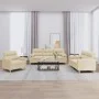 Sofa set with cushions 3 pieces cream fabric by , Sofas - Ref: Foro24-3201554, Price: 644,69 €, Discount: %