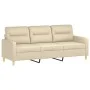 Sofa set with cushions 3 pieces cream fabric by , Sofas - Ref: Foro24-3201554, Price: 644,69 €, Discount: %